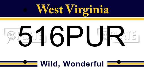 516PUR West Virginia License Plate