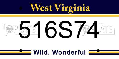 516S74 West Virginia License Plate