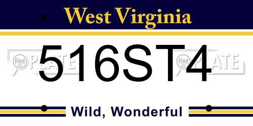 516ST4 West Virginia License Plate