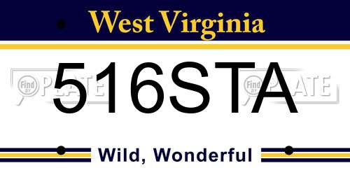 516STA West Virginia License Plate