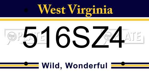 516SZ4 West Virginia License Plate