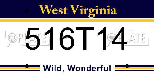 516T14 West Virginia License Plate