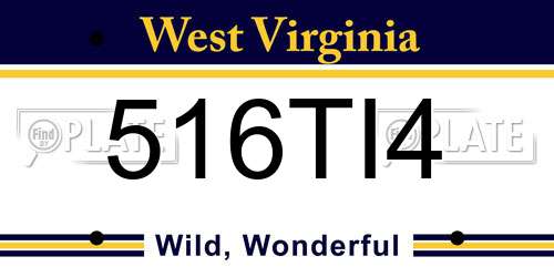 516TI4 West Virginia License Plate