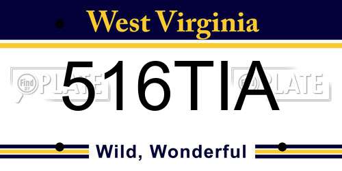 516TIA West Virginia License Plate