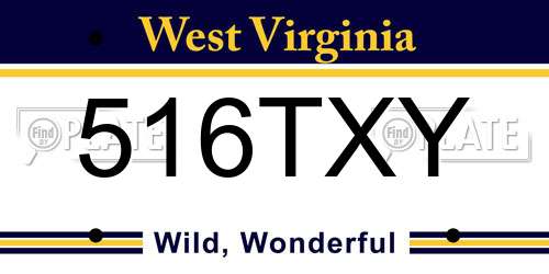 516TXY West Virginia License Plate