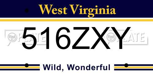 516ZXY West Virginia License Plate