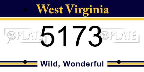 5173 West Virginia License Plate