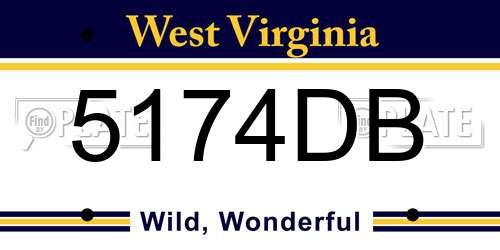 5174DB West Virginia License Plate