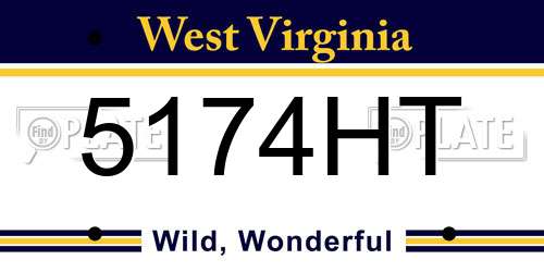 5174HT West Virginia License Plate