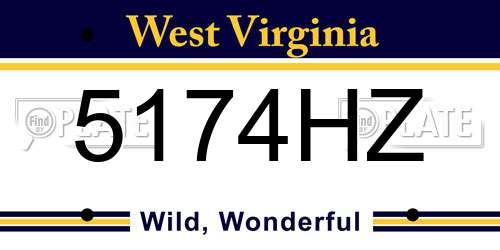 5174HZ West Virginia License Plate