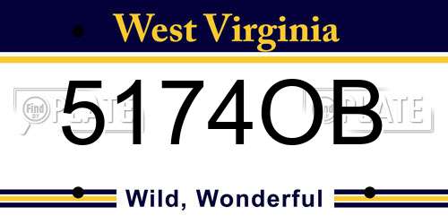 5174OB West Virginia License Plate
