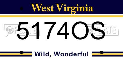 5174OS West Virginia License Plate