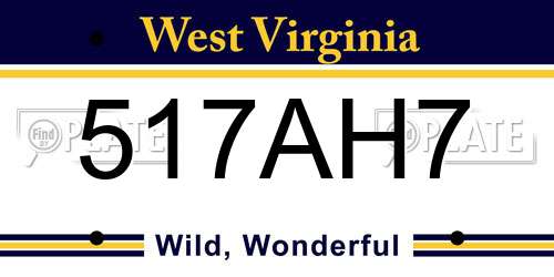 517AH7 West Virginia License Plate
