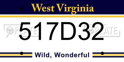 517D32 West Virginia License Plate