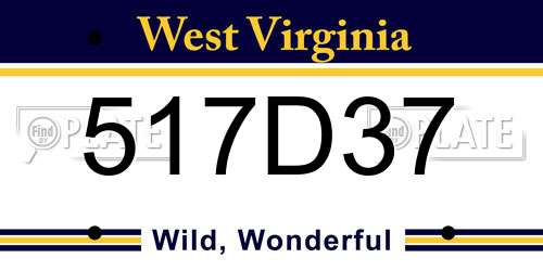517D37 West Virginia License Plate