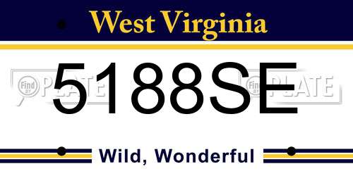 5188SE West Virginia License Plate