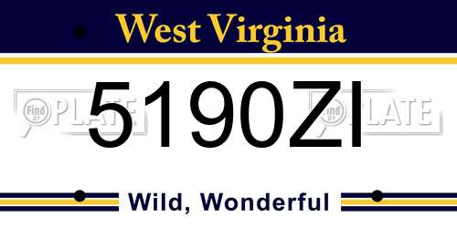 5190ZI West Virginia License Plate