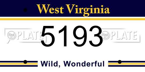 5193 West Virginia License Plate