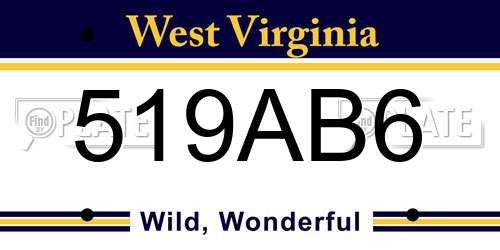 519AB6 West Virginia License Plate
