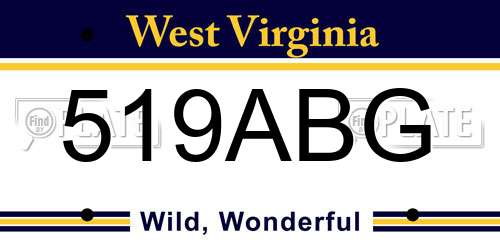 519ABG West Virginia License Plate