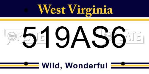 519AS6 West Virginia License Plate