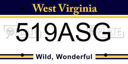 519ASG West Virginia License Plate