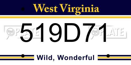 519D71 West Virginia License Plate