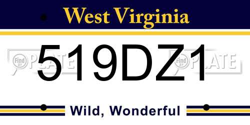 519DZ1 West Virginia License Plate
