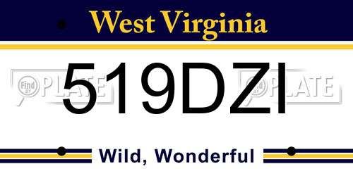 519DZI West Virginia License Plate