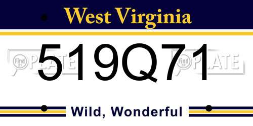519Q71 West Virginia License Plate