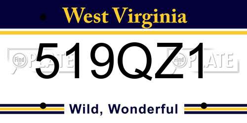519QZ1 West Virginia License Plate