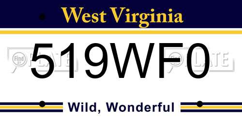 519WF0 West Virginia License Plate