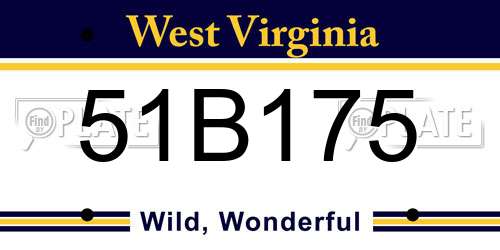 51B175 West Virginia License Plate
