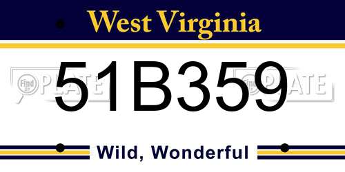 51B359 West Virginia License Plate