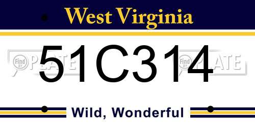 51C314 West Virginia License Plate