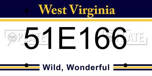51E166 West Virginia License Plate