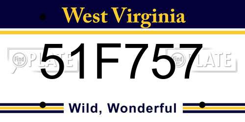 51F757 West Virginia License Plate