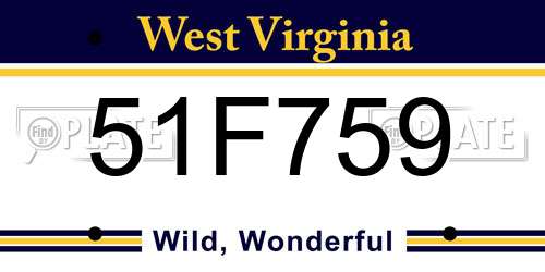 51F759 West Virginia License Plate