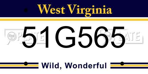 51G565 West Virginia License Plate