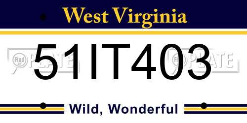 51IT403 West Virginia License Plate