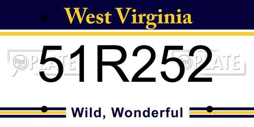 51R252 West Virginia License Plate