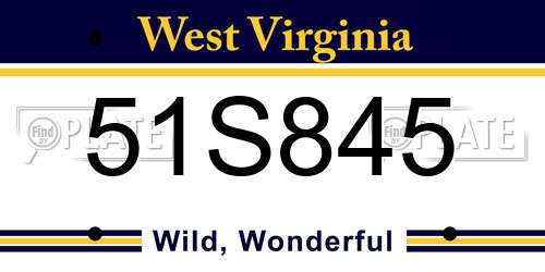 51S845 West Virginia License Plate