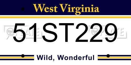 51ST229 West Virginia License Plate
