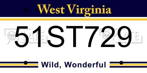 51ST729 West Virginia License Plate