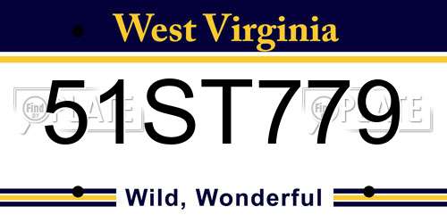 51ST779 West Virginia License Plate