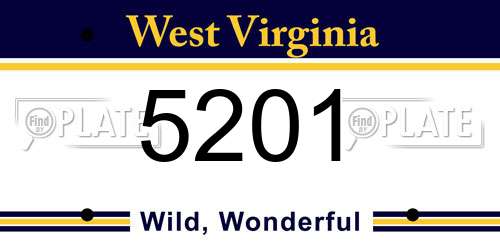 5201 West Virginia License Plate