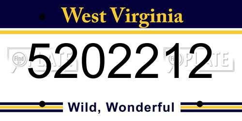 5202212 West Virginia License Plate