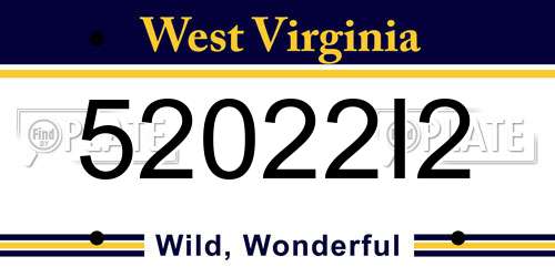 52022I2 West Virginia License Plate