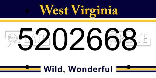 5202668 West Virginia License Plate