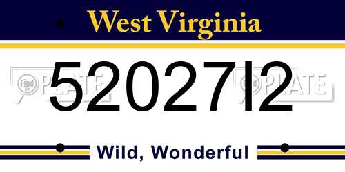 52027I2 West Virginia License Plate